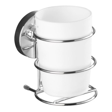 WENKO 20880100-Beker VACUUM-LOC MILAZZO 7,5x11,5 cm glans chroom/wit