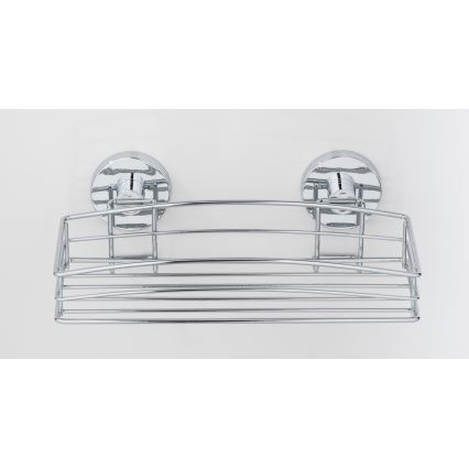 WENKO 20883100-Étagère VACUUM-LOC ronde en acier 26x15,3 cm, chrome brillant