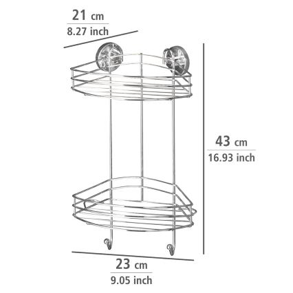 WENKO 20885100 - Étagère d'angle VACUUM-LOC ROND ACIER 24,5 x 41 cm chromé brillant