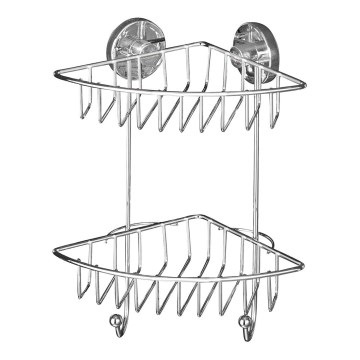 WENKO 20888100-Étagère d'angle VACUUM-LOC RUND STAH 22,5x29,5 cm chromé brillant