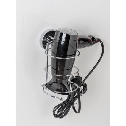 WENKO 20896100-Föhnhouder VACUUM-LOC MILAZZO 12x17 cm glanzend chroom