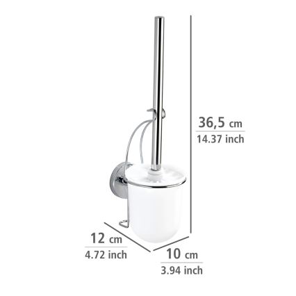 WENKO 20898100 - brosse WC VACUUM-LOC MILAZZO 10 x 34 cm acier inoxydable/chrome brillant/blanc