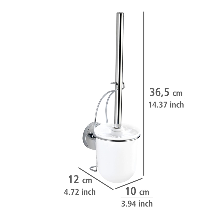 WENKO 20898100-WC WC-borstel VACUUM-LOC MILAZZO 10x34 cm RVS/glanzend chroom/wit