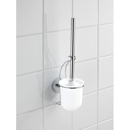 WENKO 20898100-WC WC-borstel VACUUM-LOC MILAZZO 10x34 cm RVS/glanzend chroom/wit