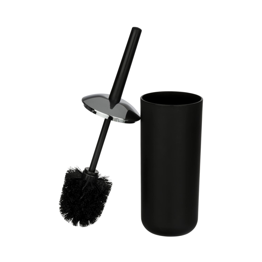WENKO 21210100 - Brosse WC BRASIL 10x37 cm noire/chrome brillant