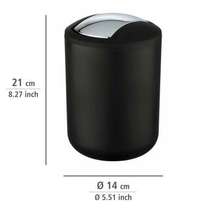 WENKO 21211100 - Poubelle BRASIL 14x21 cm noir/chrome brillant