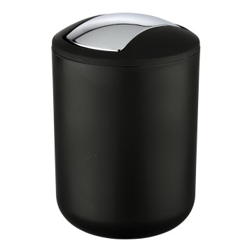 WENKO 21211100 - Poubelle BRASIL 14x21 cm noir/chrome brillant