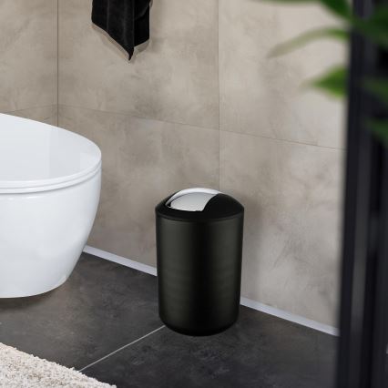 WENKO 21212100 - Prullenbak BRASIL 19,5x31 cm zwart/glanzend chroom