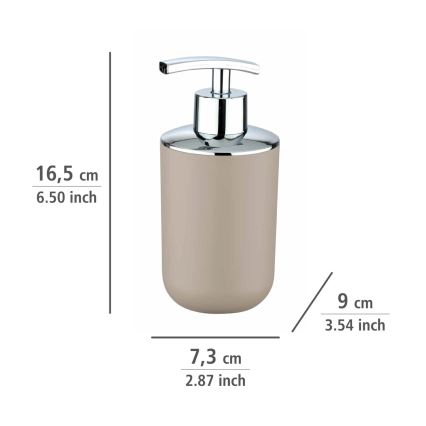 WENKO 21219100 - Distributeur de savon BRASIL 7,3x16,5 cm beige/chrome brillant