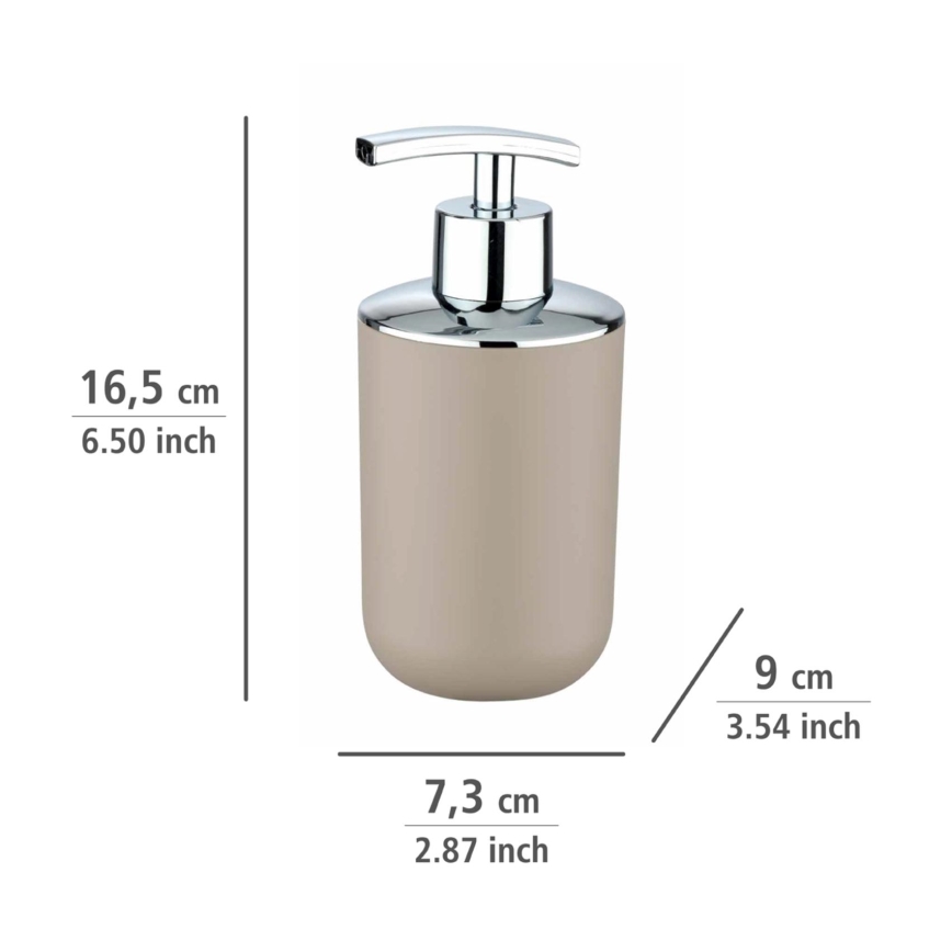 WENKO 21219100 - Distributeur de savon BRASIL 7,3x16,5 cm beige/chrome brillant