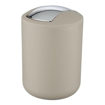 WENKO 21221100 - Prullenbak BRASIL 14x21 cm beige/glanzend chroom