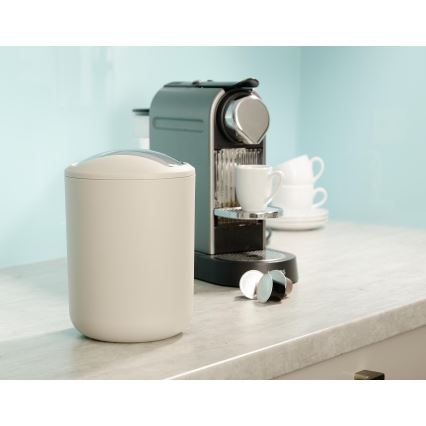 WENKO 21221100 - Prullenbak BRASIL 14x21 cm beige/glanzend chroom