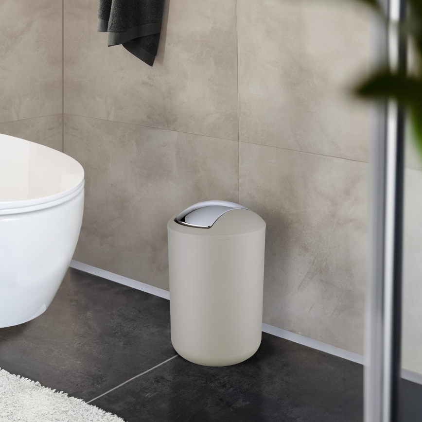 WENKO 21222100 - Prullenbak BRASIL 19,5x31 cm beige/hoogglans chroom