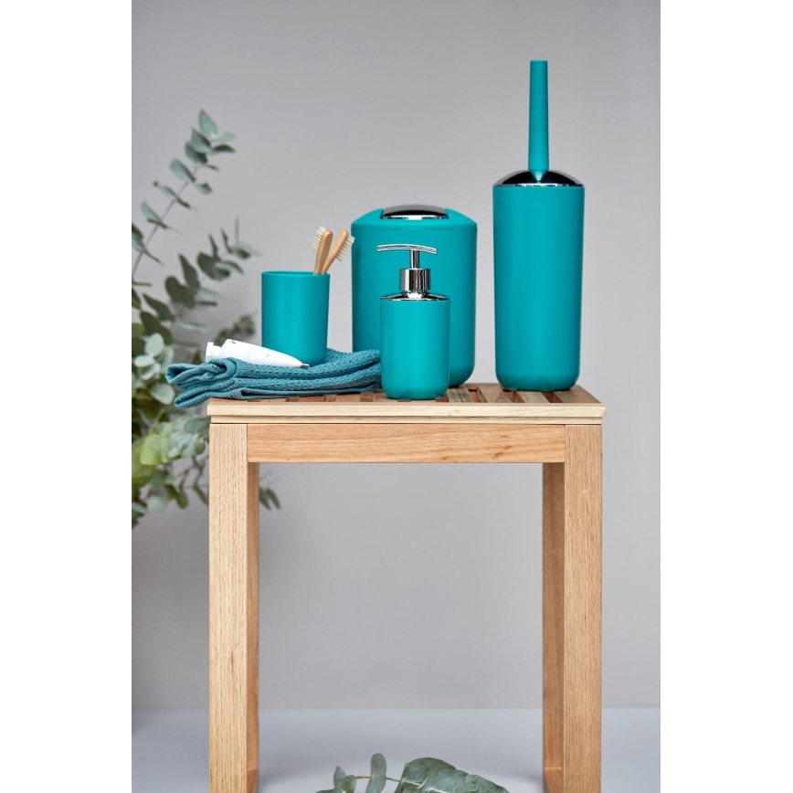 WENKO 21224100 - Distributeur de savon BRASIL 7,3 x 16,5 cm turquoise/chrome brillant