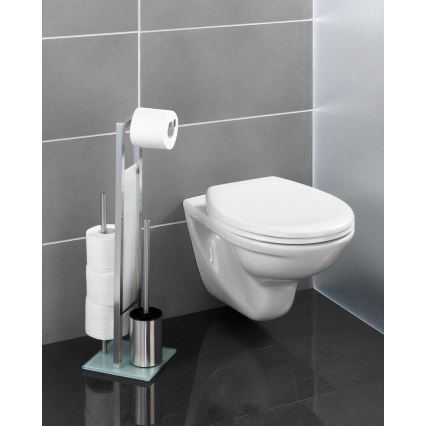 WENKO 21564100 - Brosse WC RIVALTA 18x70 cm inox/argent/blanc/noir