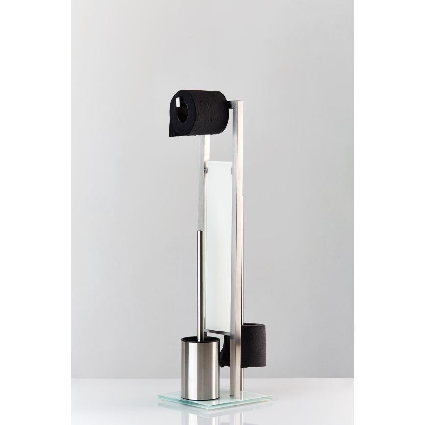 WENKO 21564100 - WC-borstel RIVALTA 18x70 cm RVS/zilver/wit/zwart