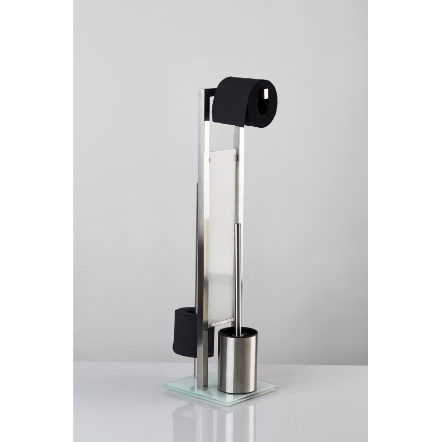 WENKO 21564100 - WC-borstel RIVALTA 18x70 cm RVS/zilver/wit/zwart