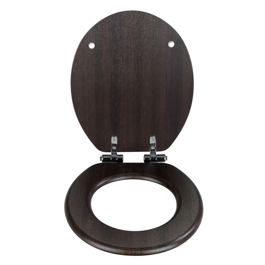 WENKO 22015100-WC wc-bril WENGE 35,5x42,5 cm bruin/zilver