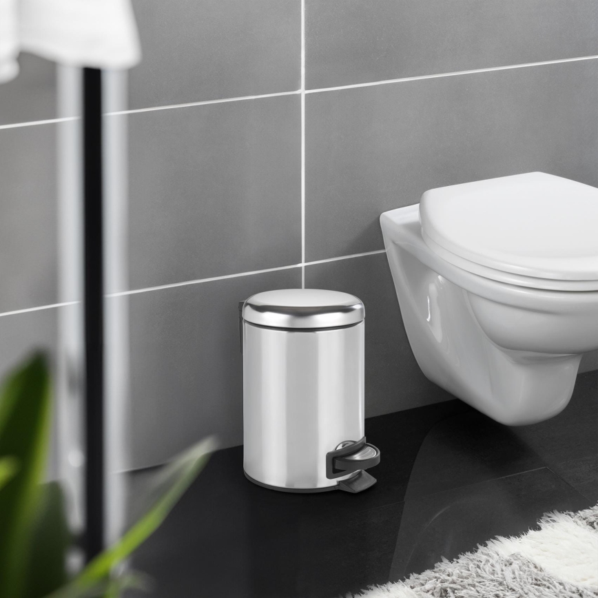 WENKO 22444100 - Corbeille LEMAN 17 x 25 cm acier inoxydable/argent/noir