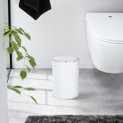 WENKO 22554100 - Poubelle INCA 18,5x25,5 cm blanche/chrome brillant