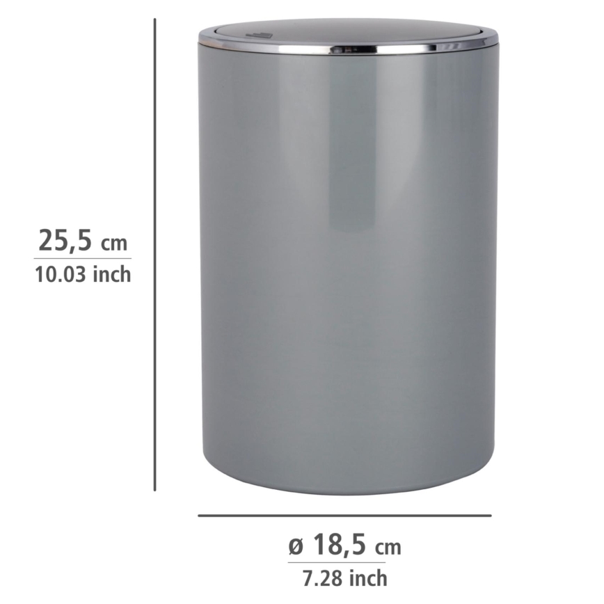 WENKO 22562100 - Prullenbak INCA 18,5x25,5 cm grijs/glanzend chroom