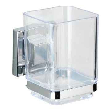 WENKO 22680100 - Beker VACUUM-LOC QUADRO ED 7,5x10 cm zilver/glanzend chroom/helder