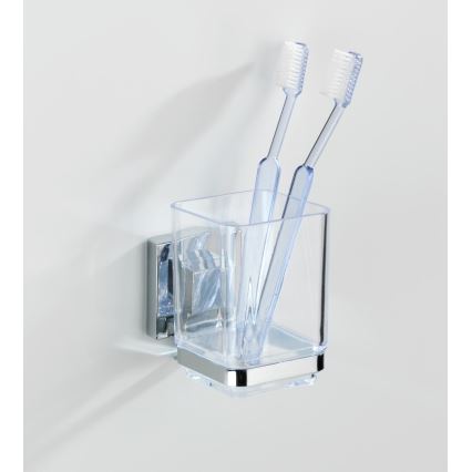 WENKO 22680100 - Beker VACUUM-LOC QUADRO ED 7,5x10 cm zilver/glanzend chroom/helder