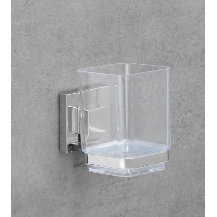 WENKO 22680100 -Gobelet VACUUM-LOC QUADRO ED 7,5x10 cm argenté/brillant chrome/transparent