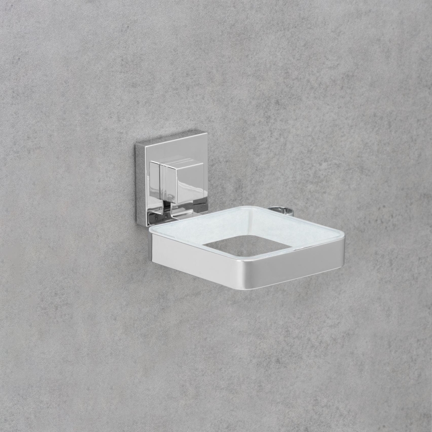 WENKO 22682100 -Haardrogerhouder VACUUM-LOC QUADRO ED 13,5x14 cm zilver/chroom