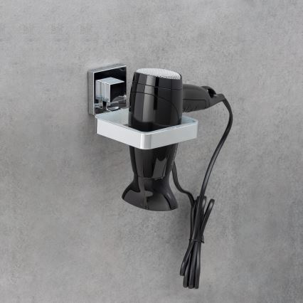 WENKO 22682100 -Haardrogerhouder VACUUM-LOC QUADRO ED 13,5x14 cm zilver/chroom