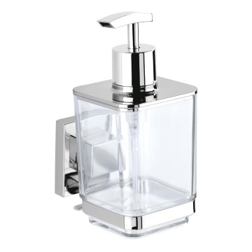 WENKO 22683100-Zeepdispenser VACUUM-LOC QUADRO ED 7,5x16 cm zilver/hoogglans chroom