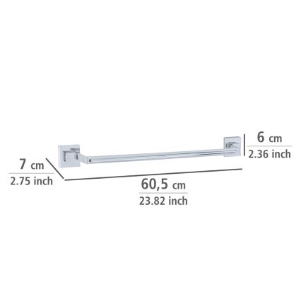 WENKO 22684100-Porte-serviettes VACUUM-LOC QUADRO ED 60,5x6 cm argenté / chrome brillant