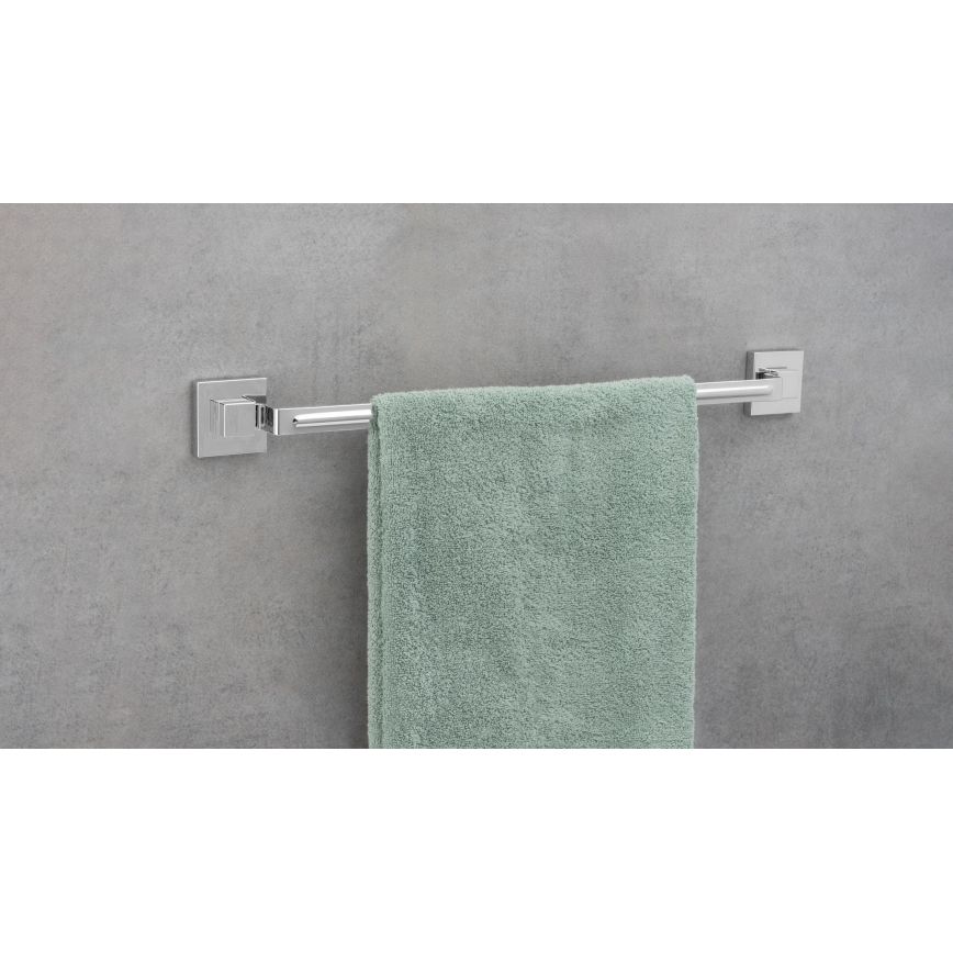WENKO 22684100-Porte-serviettes VACUUM-LOC QUADRO ED 60,5x6 cm argenté / chrome brillant