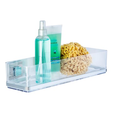 WENKO 22685100-Plank VACUUM-LOC QUADRO ED 38,5x14,5 cm zilver/glanzend chroom