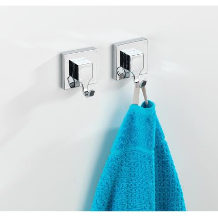 WENKO 22688100-Crochet VACUUM-LOC QUADRO ED 6x7 cm argenté/chrome brillant