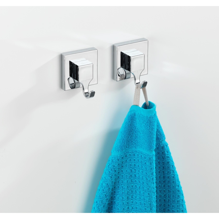 WENKO 22688100-Crochet VACUUM-LOC QUADRO ED 6x7 cm argenté/chrome brillant