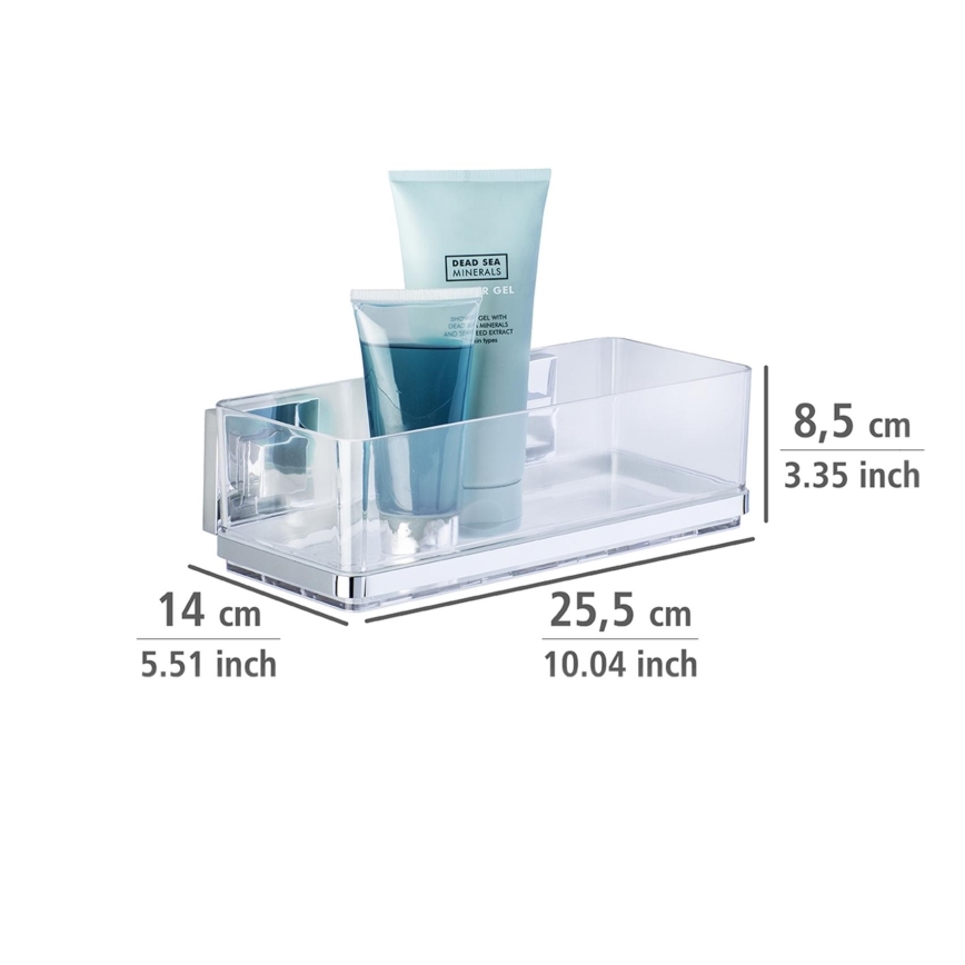 WENKO 22692100-plank VACUUM-LOC QUADRO ED 25,5x14 cm zilver/transparant