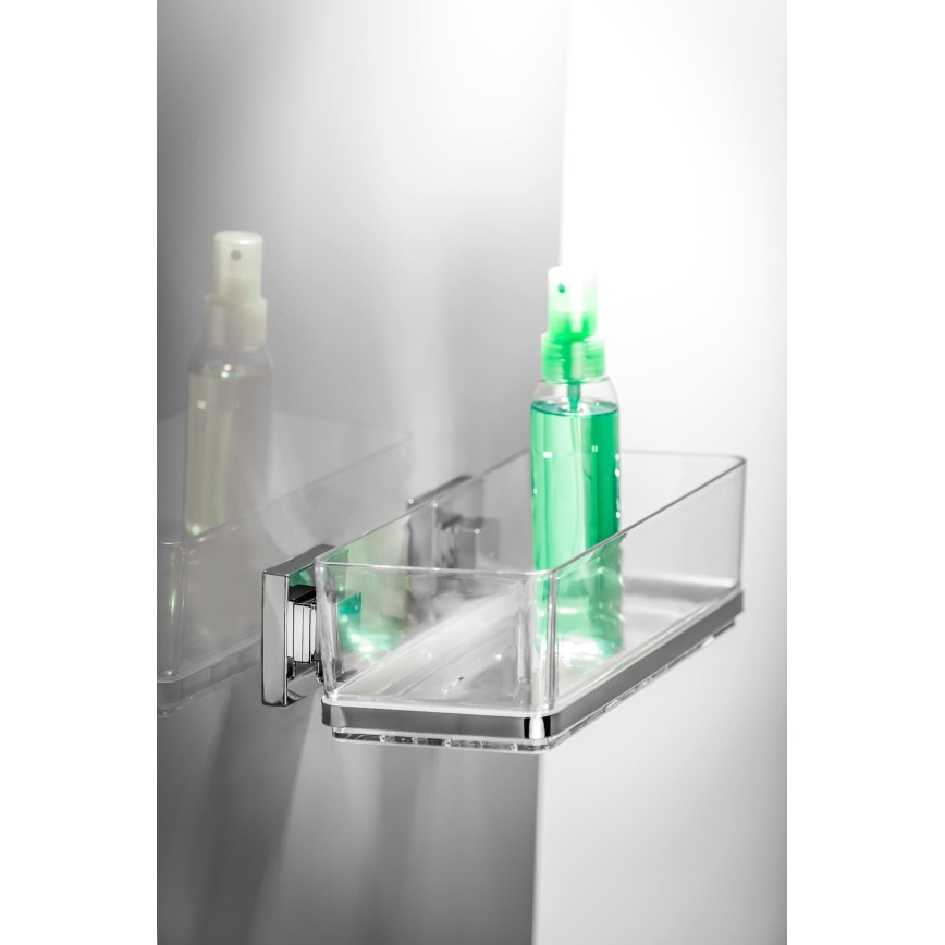 WENKO 22692100-plank VACUUM-LOC QUADRO ED 25,5x14 cm zilver/transparant
