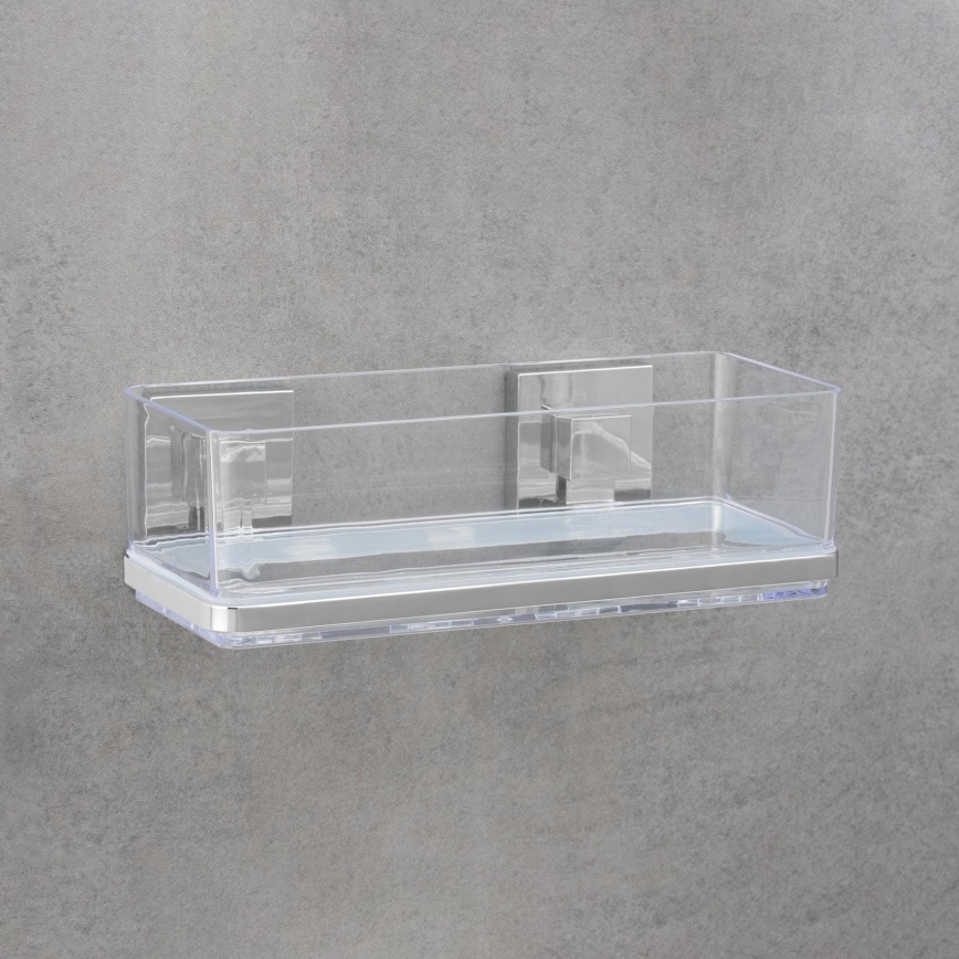 WENKO 22692100-plank VACUUM-LOC QUADRO ED 25,5x14 cm zilver/transparant