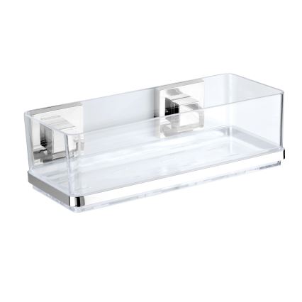 WENKO 22692100-plank VACUUM-LOC QUADRO ED 25,5x14 cm zilver/transparant