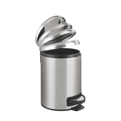 WENKO 22702100 - Afvalemmer LEMAN 17x25 cm roestvrij staal/satijn/zwart