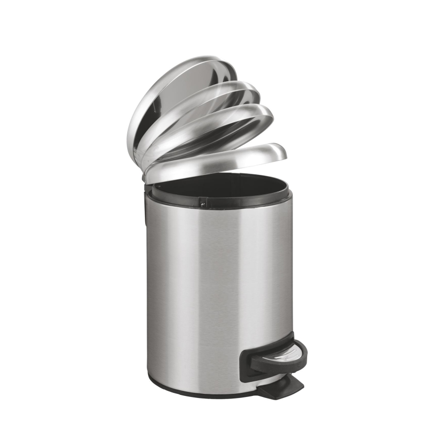 WENKO 22702100 - Afvalemmer LEMAN 17x25 cm roestvrij staal/satijn/zwart