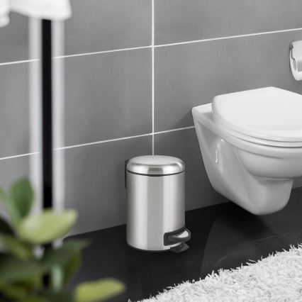 WENKO 22702100 - Afvalemmer LEMAN 17x25 cm roestvrij staal/satijn/zwart