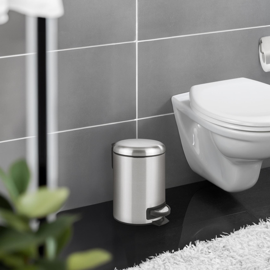 WENKO 22702100 - Poubelle LEMAN 17x25 cm inox/satiné/noir