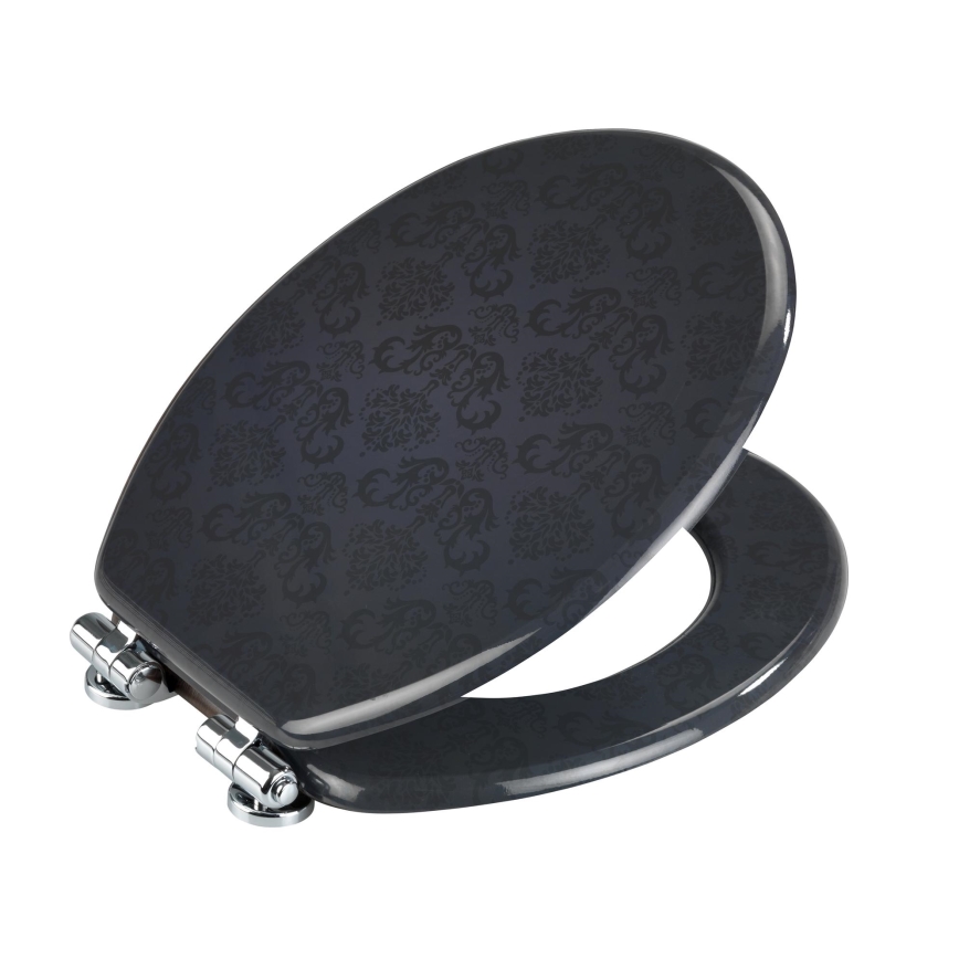 WENKO 22977100-Abattant WC BELLEVUE 35,5x42,5 cm anthracite/argenté