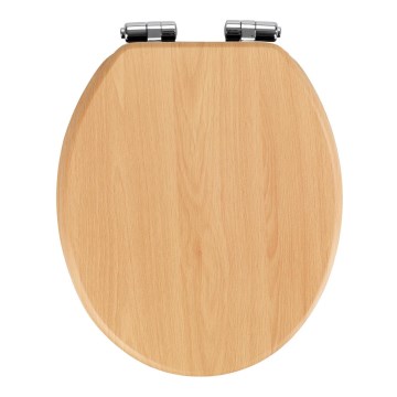 WENKO 22979100-WC Siège WC Hêtre naturel 35,5 x 42,5 cm marron/argenté