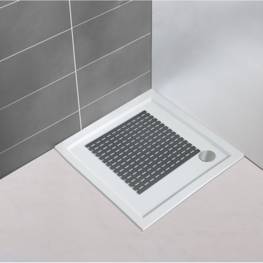 WENKO 23125100-Tapis de douche ARINOS 54x54 cm gris/gris
