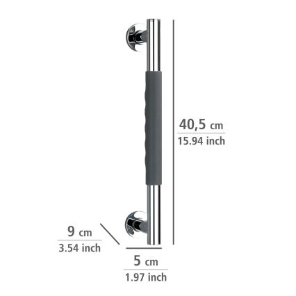 WENKO 23284100 - Poignée SECURA 40,5 x 9 cm acier inoxydable/anthracite/chrome brillant