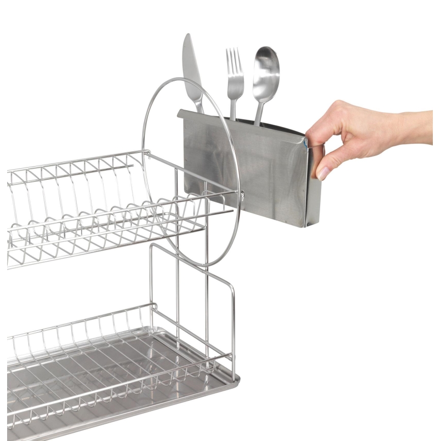 WENKO 2329100 - Afdruiprek DUO 21x33 cm roestvrij staal/zilver