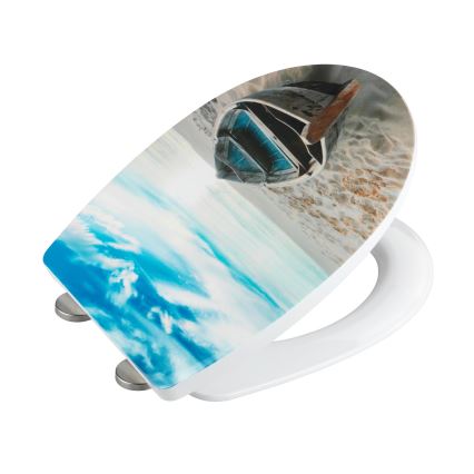 WENKO 23532100-WC WC-bril – draagvermogen 300/350 kg, 36,5x45 cm, veelkleurig/zilver